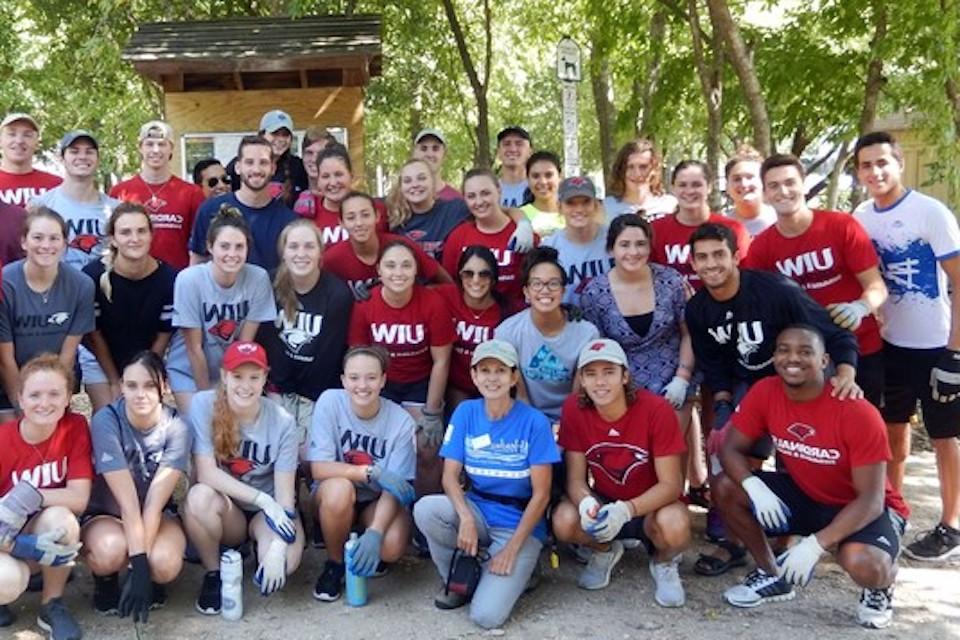 Volunteers clean the San Antonio river at UIW